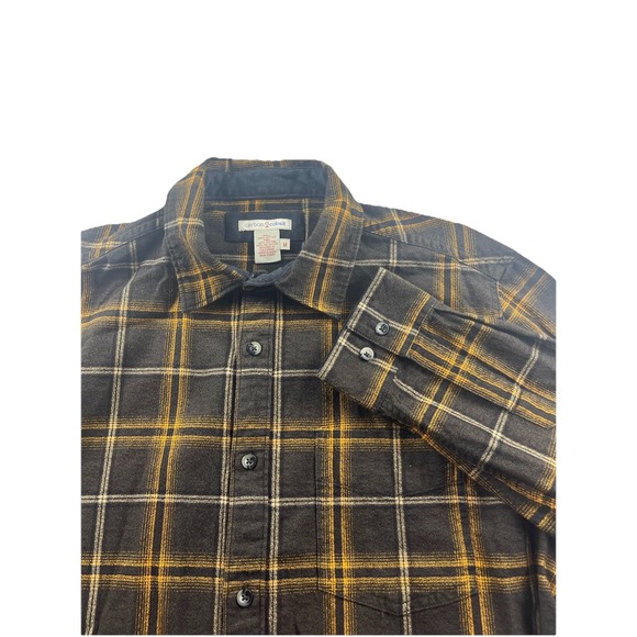Carbon2Cobalt Other - Carbon 2 Cobalt Timbers Plaid Flannel Button Up Shirt Gold Brown‎ Men's Medium